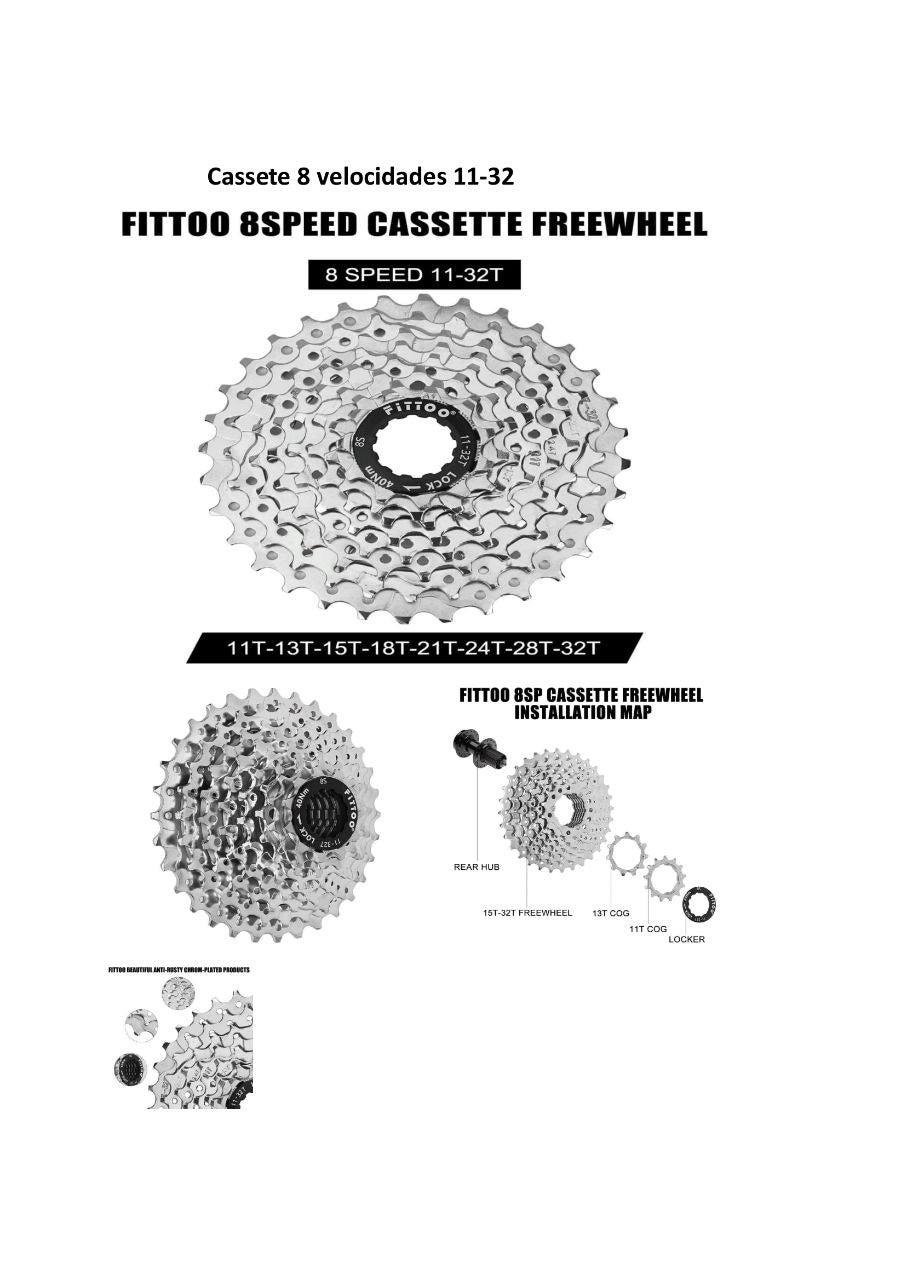 Cassette piñón libre 8 velocidades 11-32T para bicicleta