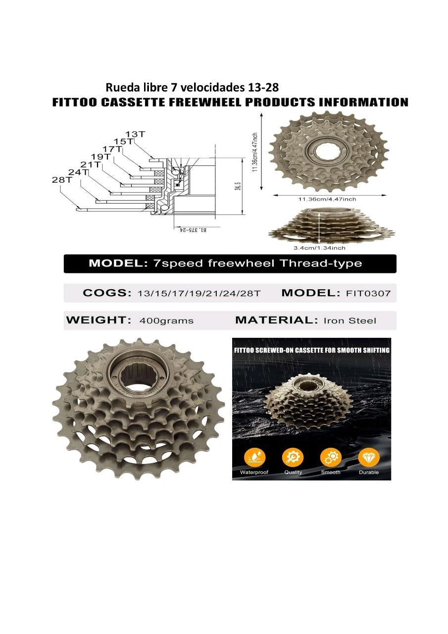 Rueda libre 7 velocidades 13-28T para bicicleta